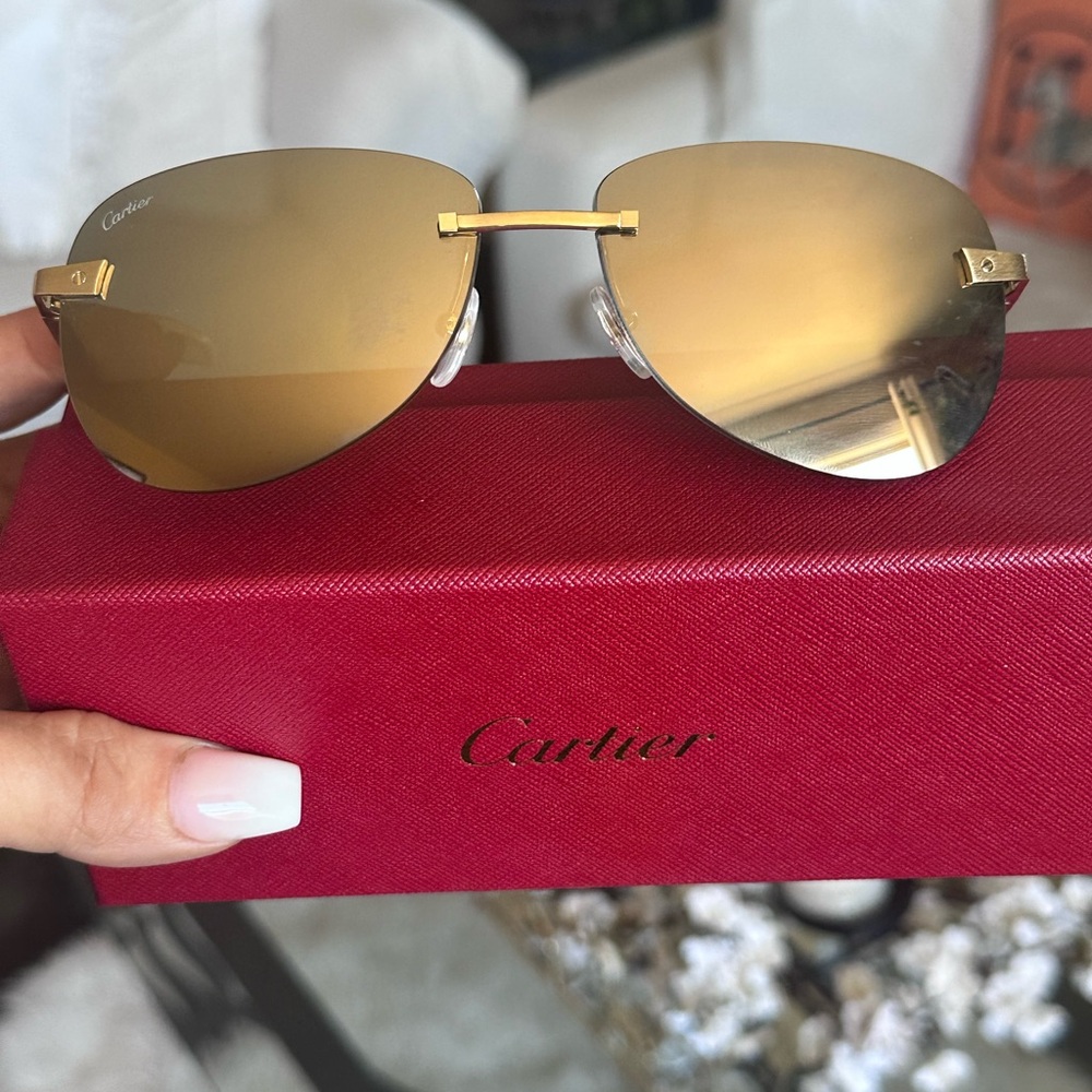 Cartier sunglasses gold lens modle D05E28CH